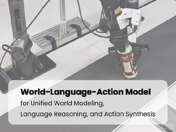 World-Language-Action video cover showing a robot manipulation demonstration.
